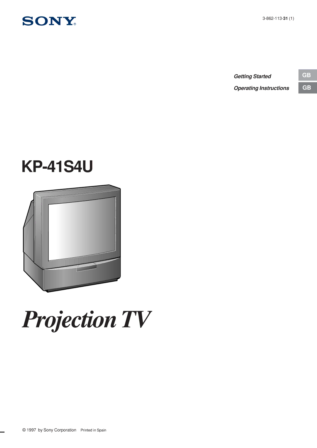 Sony Model KP-41S4U operating instructions Projection TV 