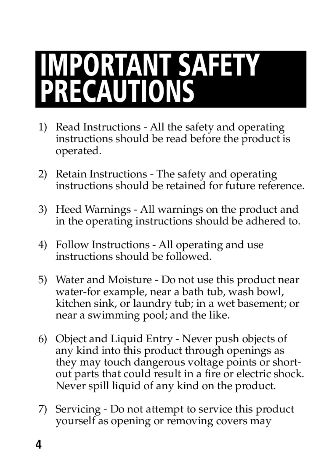 Sony MP-7001 operating instructions Important Safety Precautions 