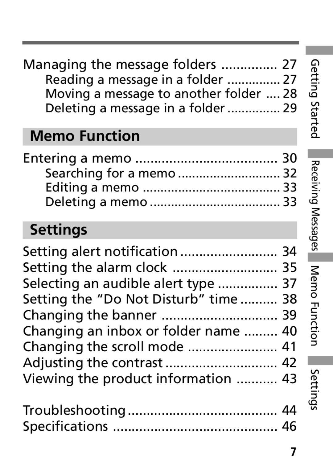 Sony MP-7001 operating instructions Memo Function, Settings 