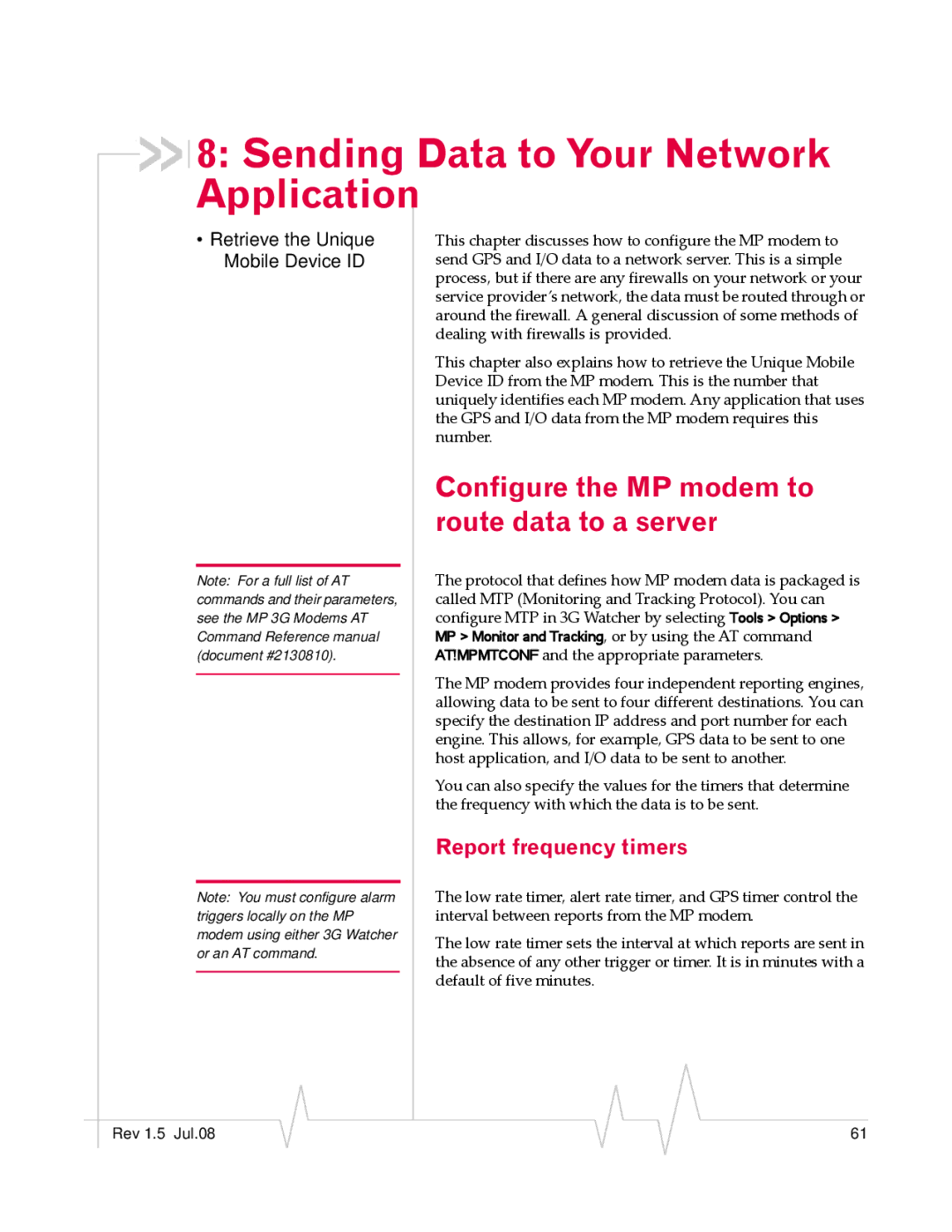 Sony MP595 manual Sending Data to Your Network Application, Configure the MP modem to, Route data to a server 