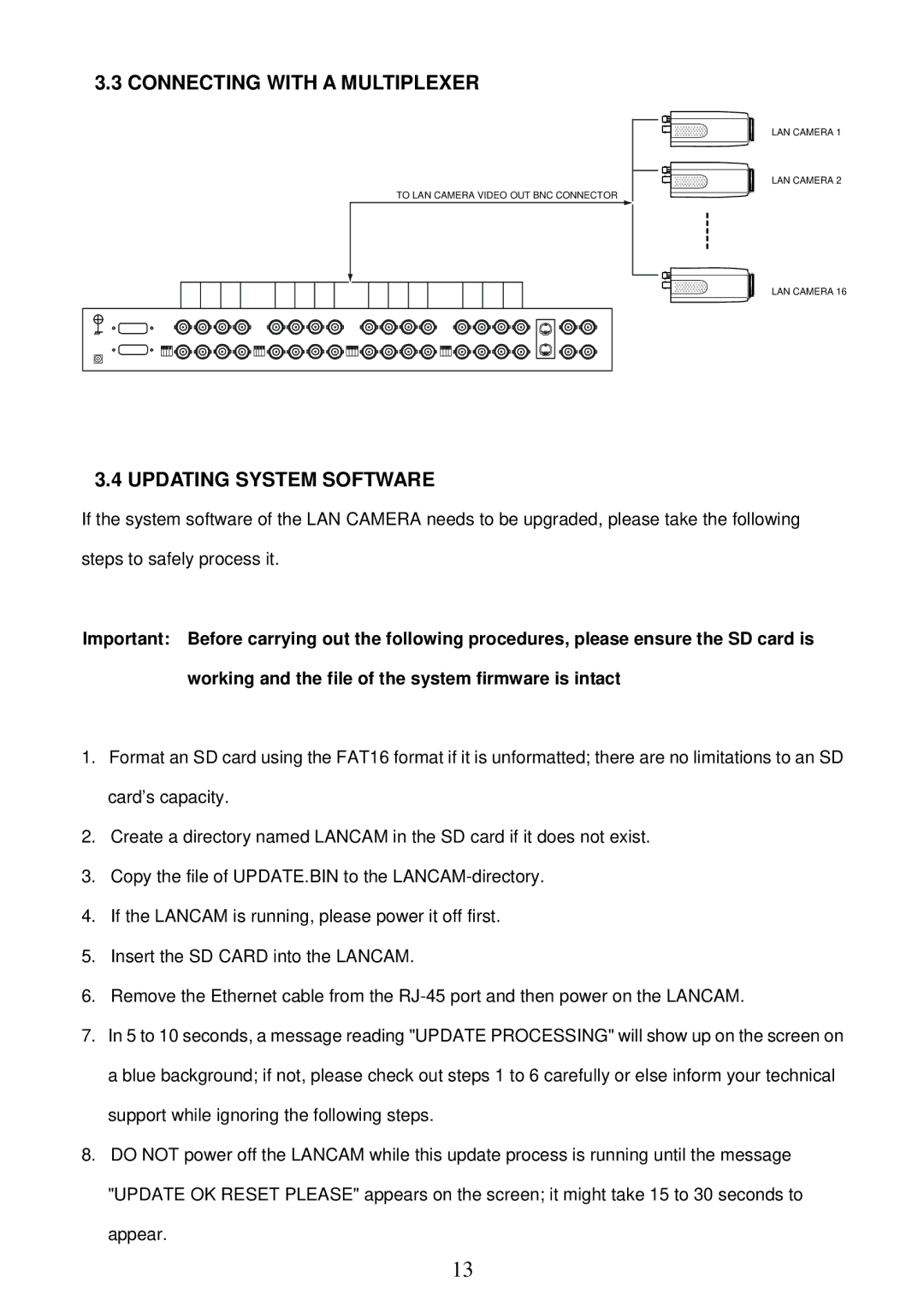 Sony MPEG4 LAN Camera operation manual Connecting with a Multiplexer 