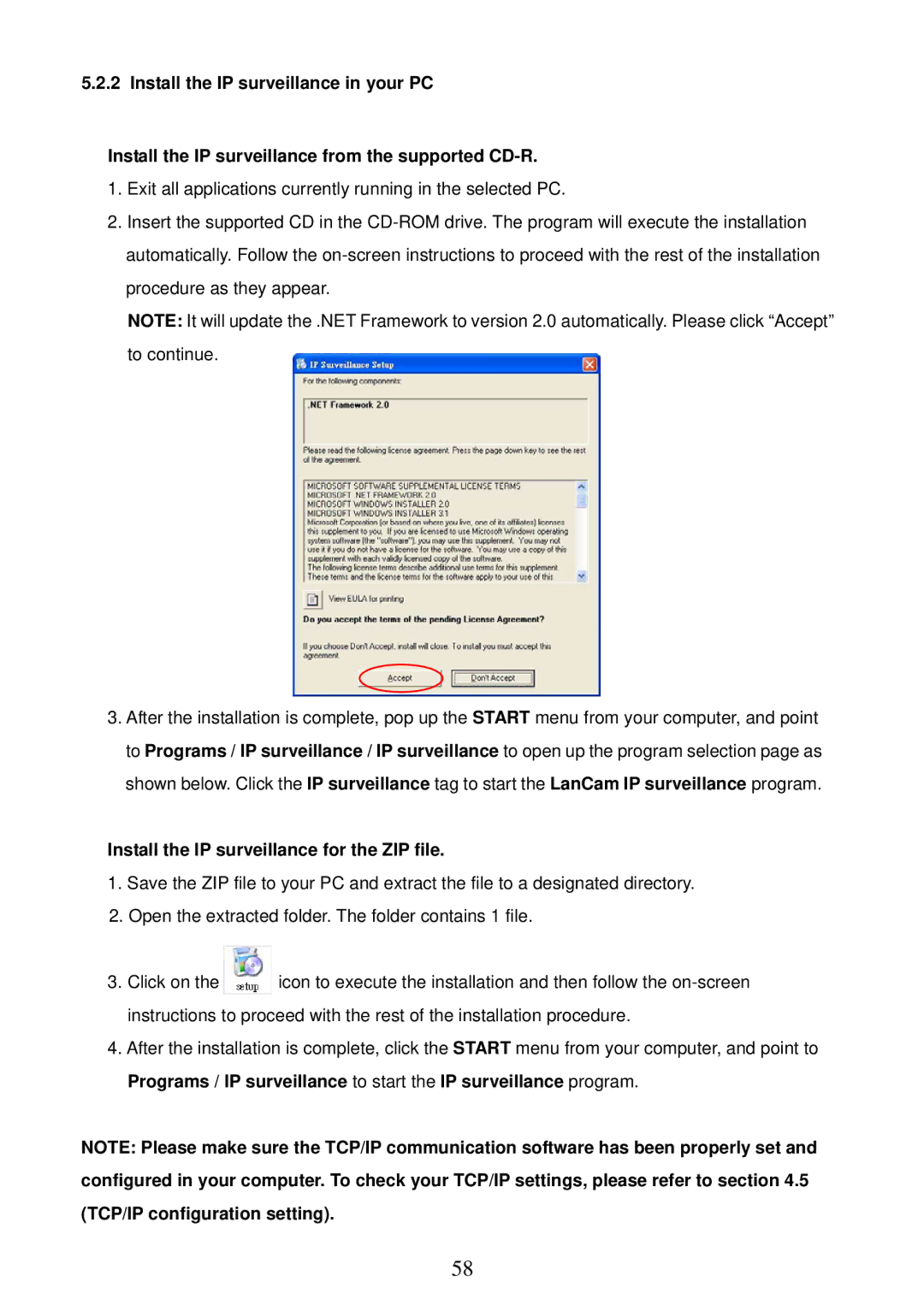 Sony MPEG4 LAN Camera operation manual Install the IP surveillance for the ZIP file 