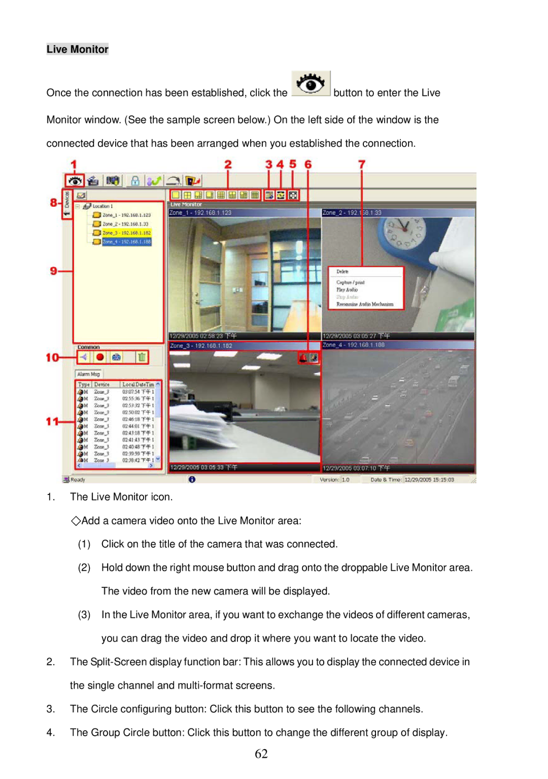 Sony MPEG4 LAN Camera operation manual Live Monitor 