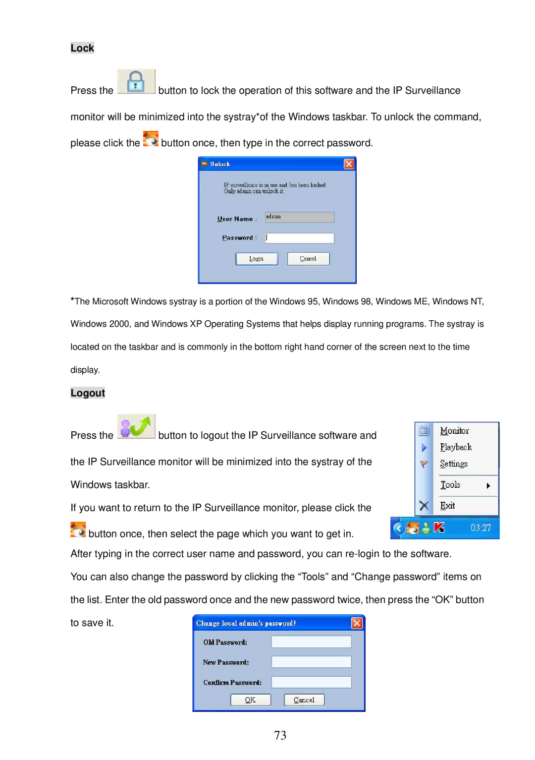 Sony MPEG4 LAN Camera operation manual Lock, Logout 