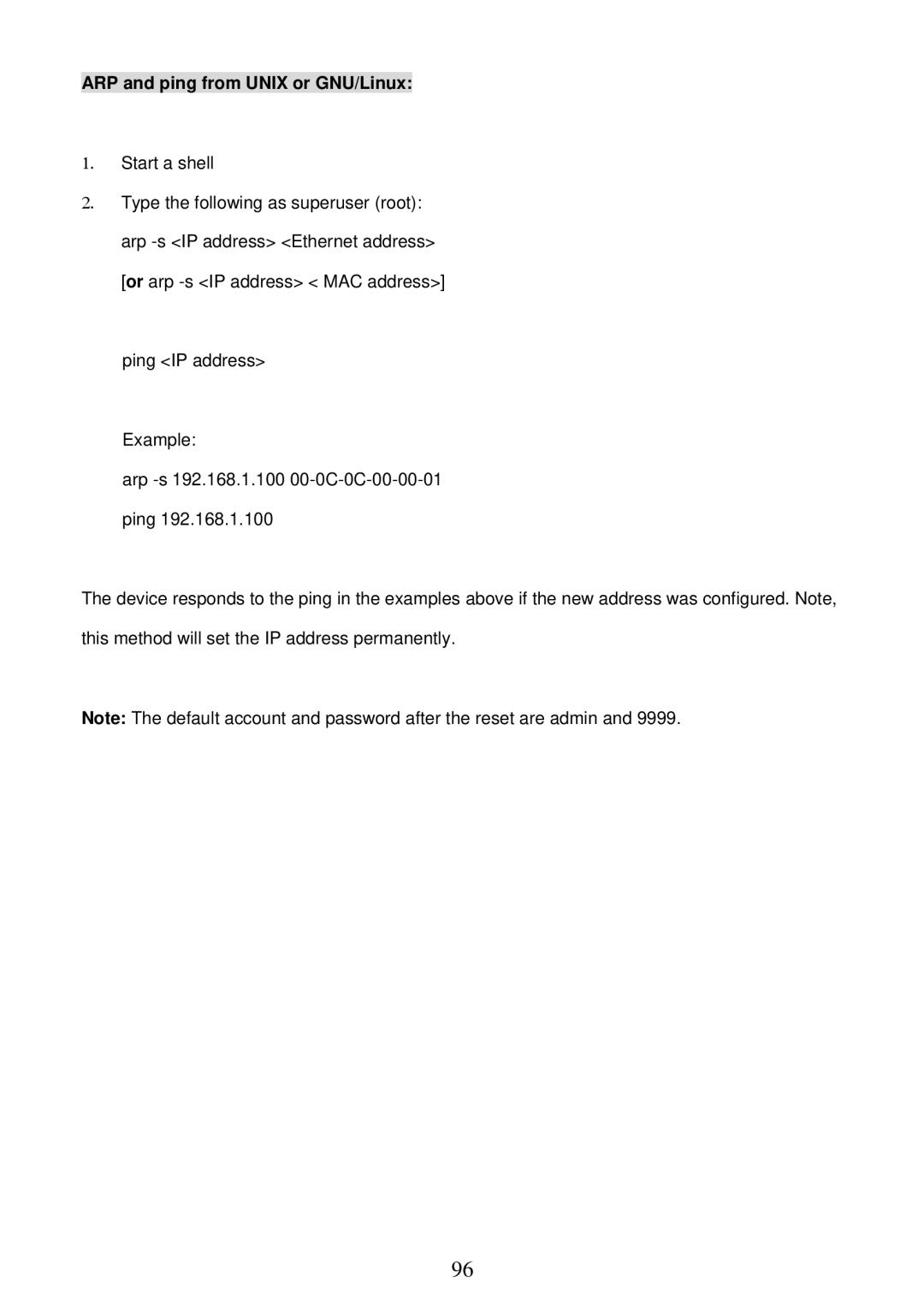 Sony MPEG4 LAN Camera operation manual ARP and ping from Unix or GNU/Linux 