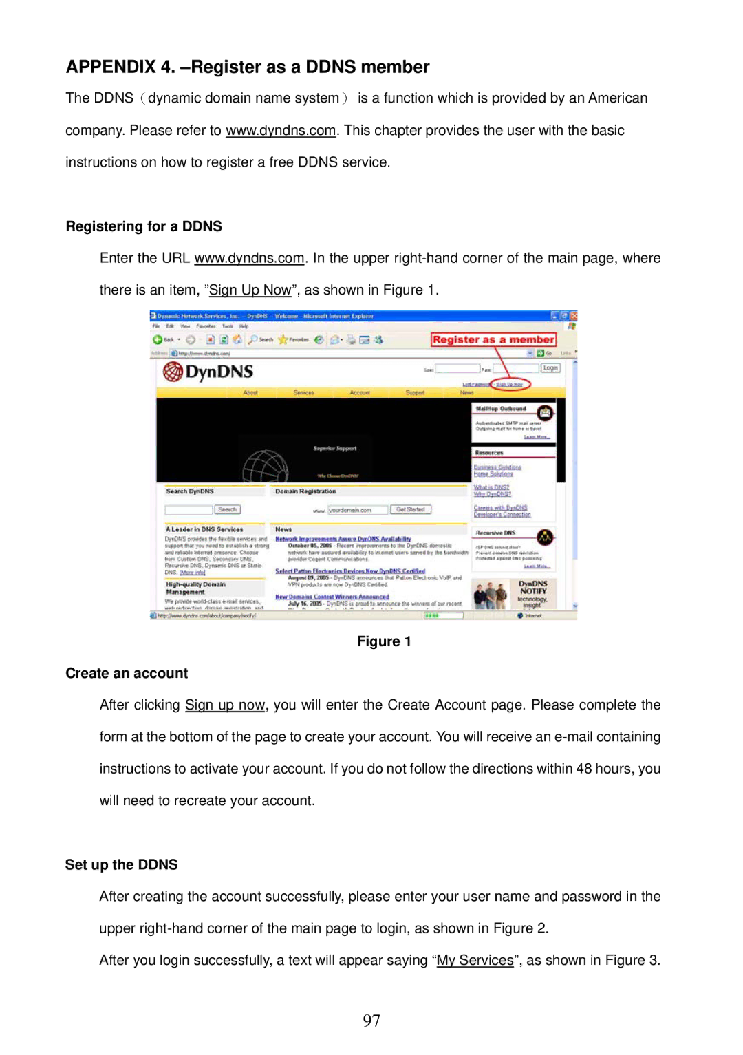Sony MPEG4 LAN Camera operation manual Registering for a Ddns Create an account, Set up the Ddns 