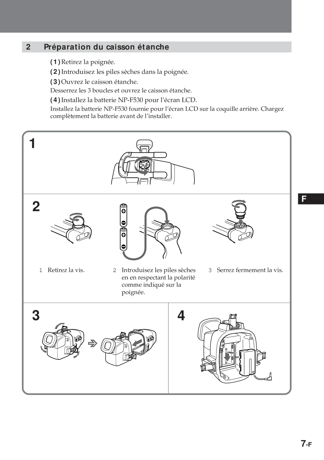 Sony MPK-TRV7 manual Préparation du caisson étanche 