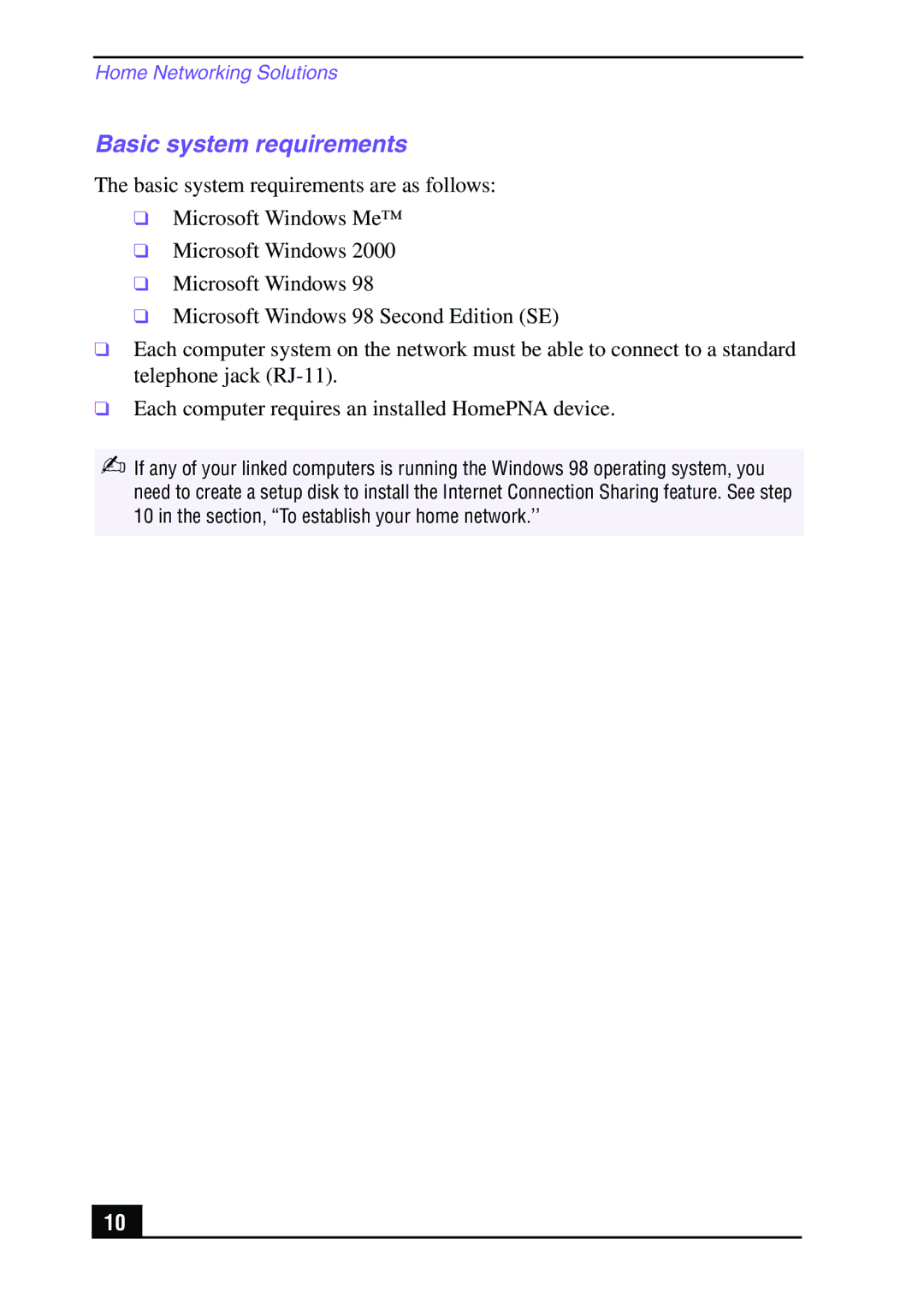 Sony MPKTHE quick start Basic system requirements 