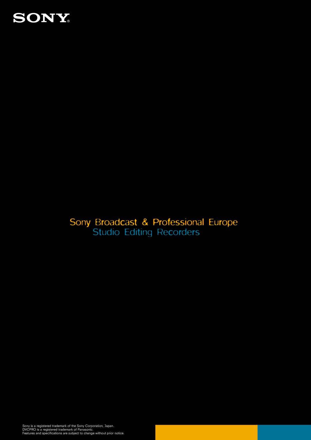 Sony MSW-2000P manual Sony Broadcast & Professional Europe 