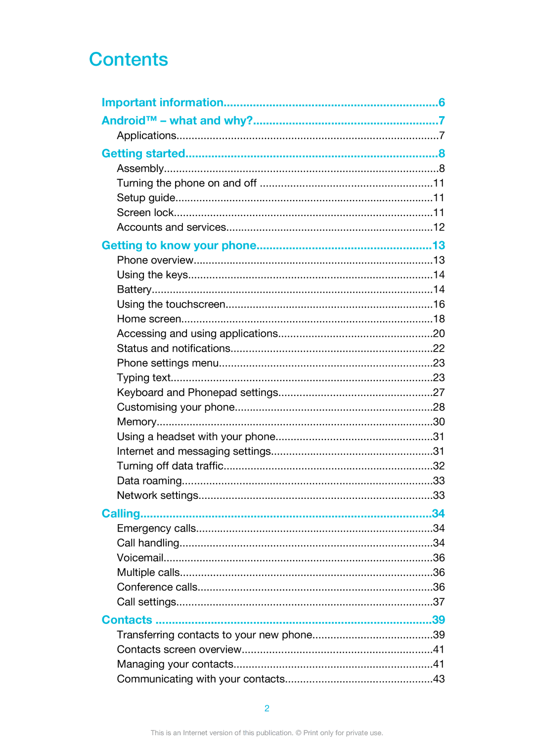 Sony MT25i manual Contents 