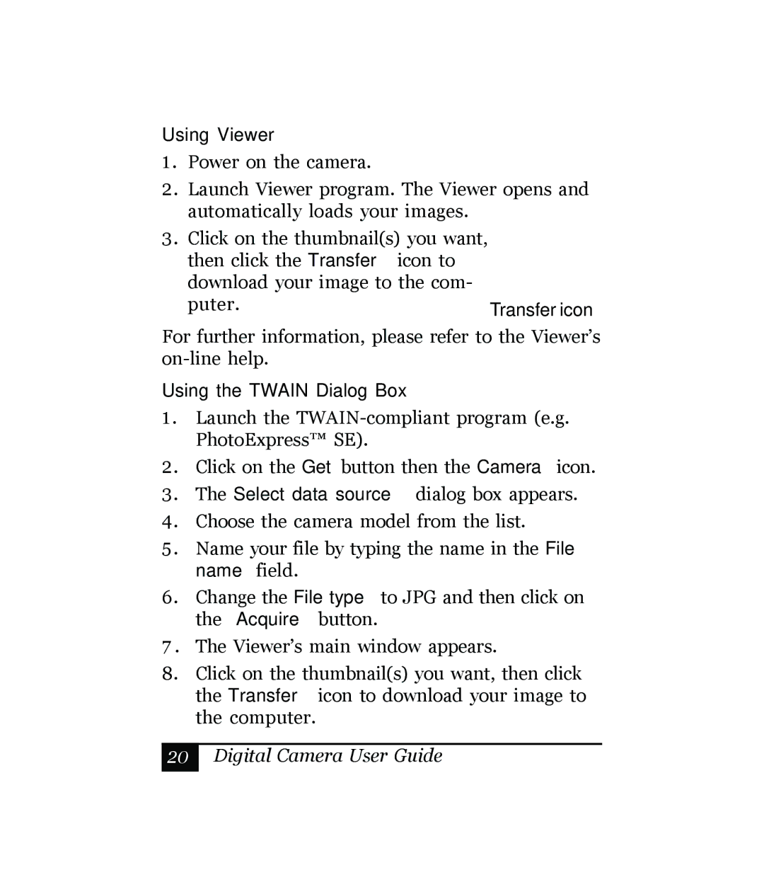 Sony Multi Functional Digital Camera manual Using Viewer, Using the Twain Dialog Box 