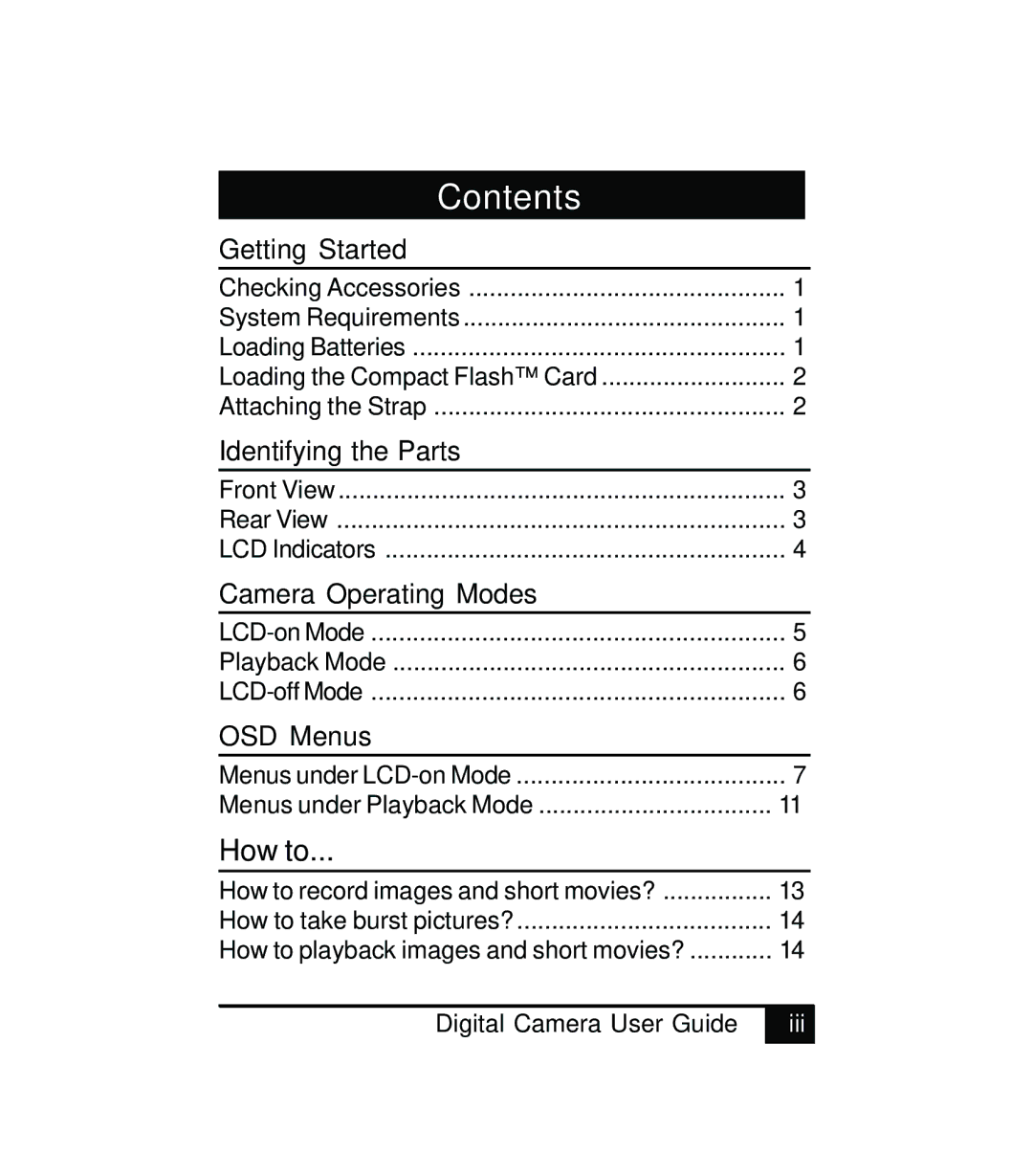 Sony Multi Functional Digital Camera manual Contents 