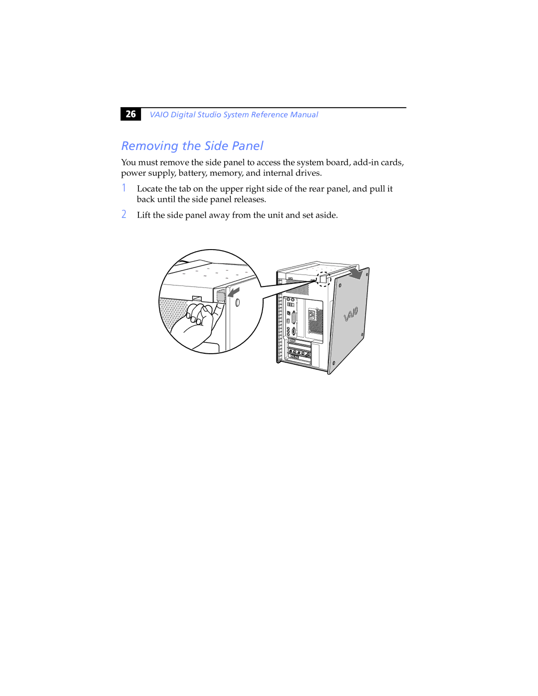 Sony 267, Music Mixer, PCV-RX790 manual Removing the Side Panel 