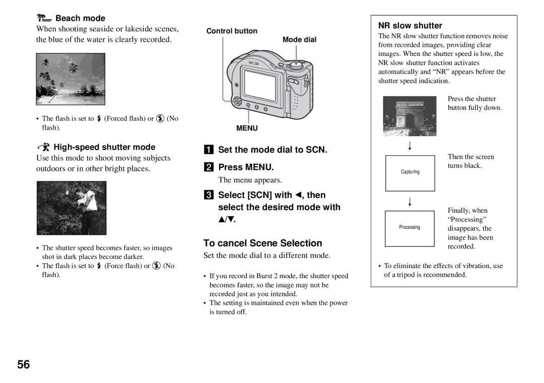 Sony MVC-CD350 operating instructions To cancel Scene Selection 