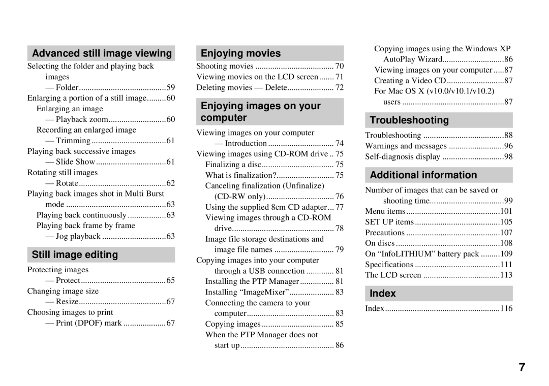 Sony MVC-CD350 operating instructions Still image editing 