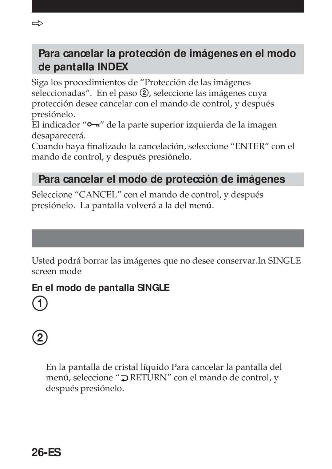 Sony MVC-FD5 operating instructions Borrado de imágenes, 26-ES 