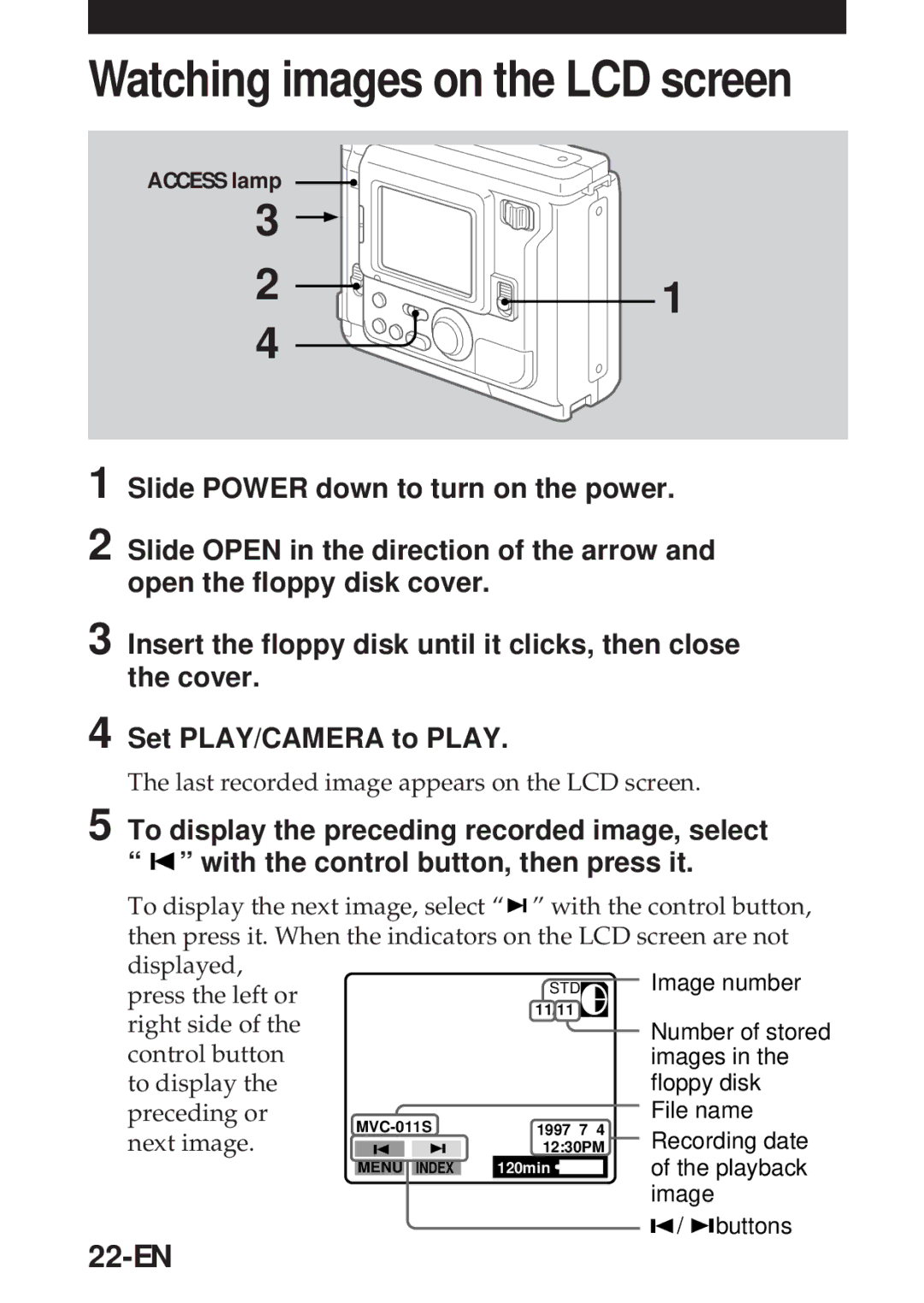 Sony MVC-FD5 operating instructions 22-EN 