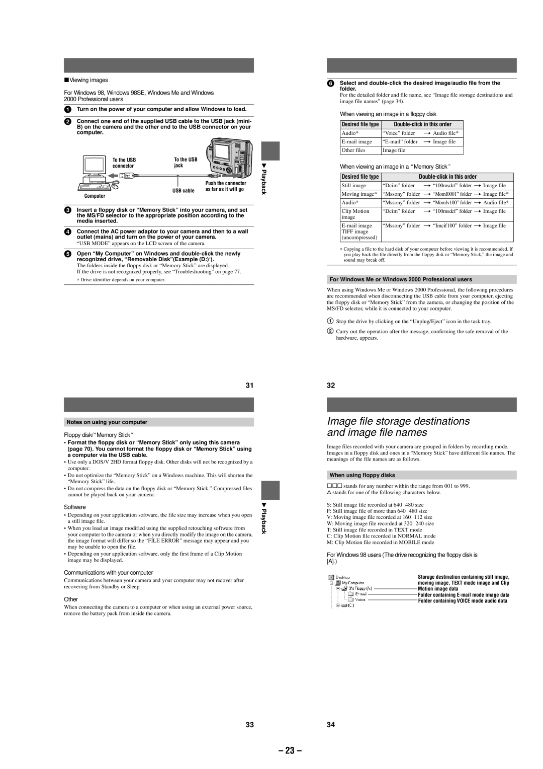 Sony MVC-FD87 service manual Image file storage destinations and image file names, Double-click in this order 