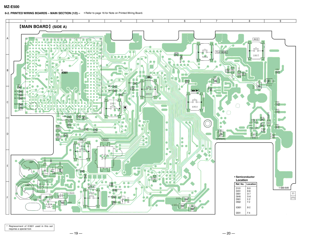 Sony MX-E500 specifications Main Board Side a, Semiconductor 