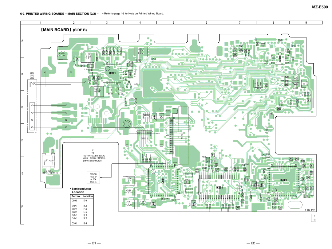 Sony MX-E500 specifications Main Board Side B, Printed Wiring Boards Main /2 