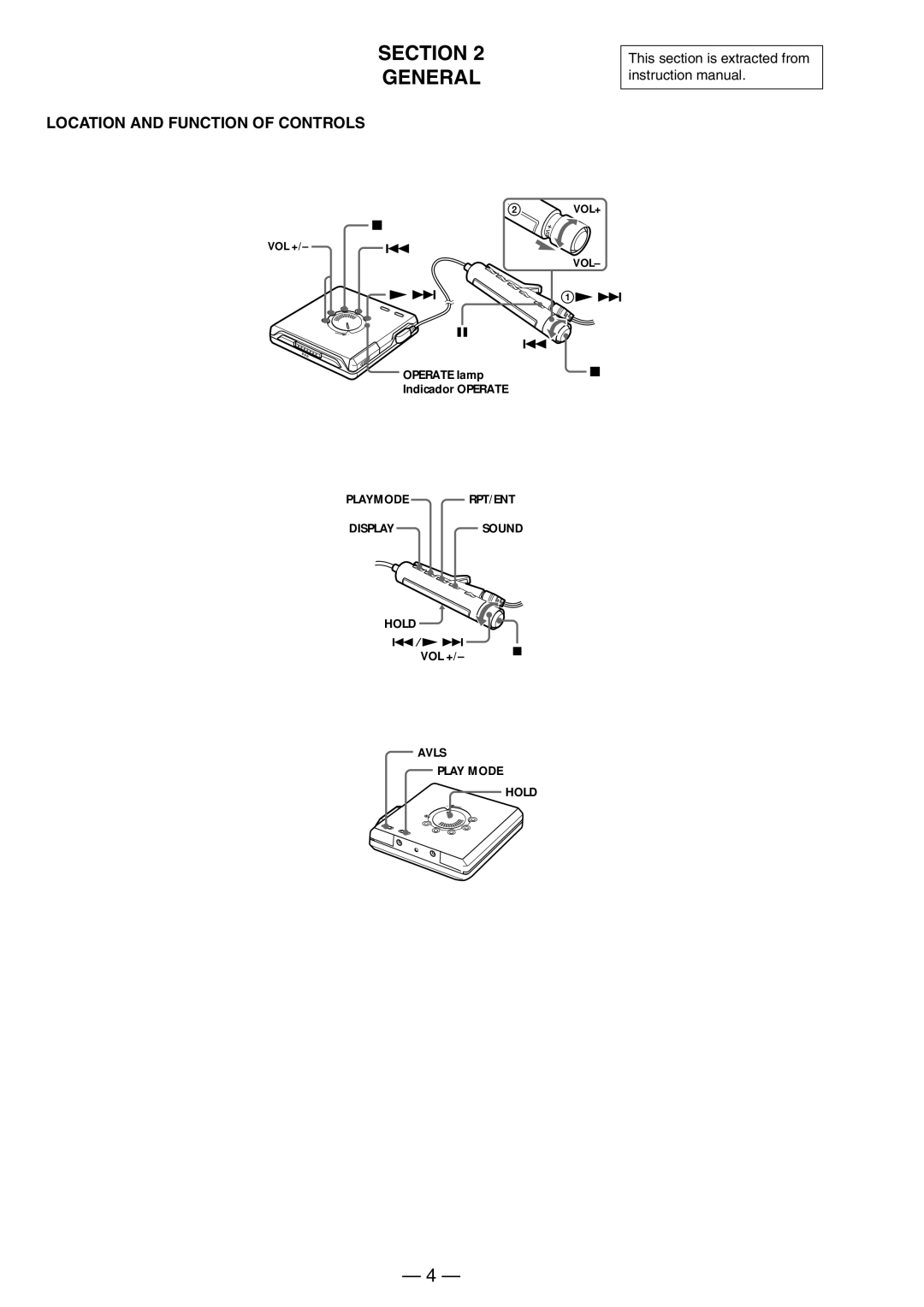 Sony MX-E500 specifications Section General, Location and Function of Controls 