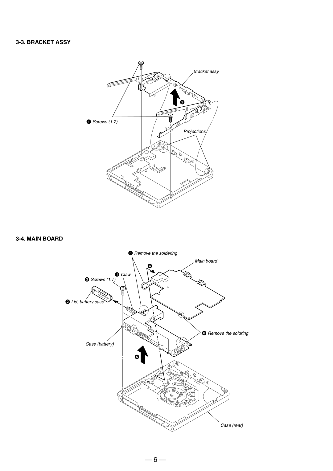 Sony MX-E500 specifications Bracket Assy, Main Board 