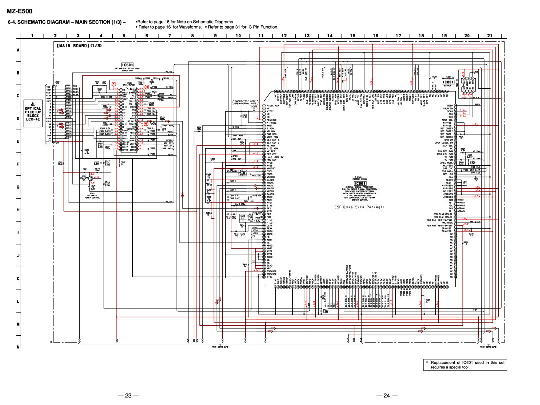 Sony MX-E500 SCHEMATIC DIAGRAM - MAIN /3, MZ-E500, • Refer to page 16 for Waveforms. • Refer to page, for IC Pin Function 