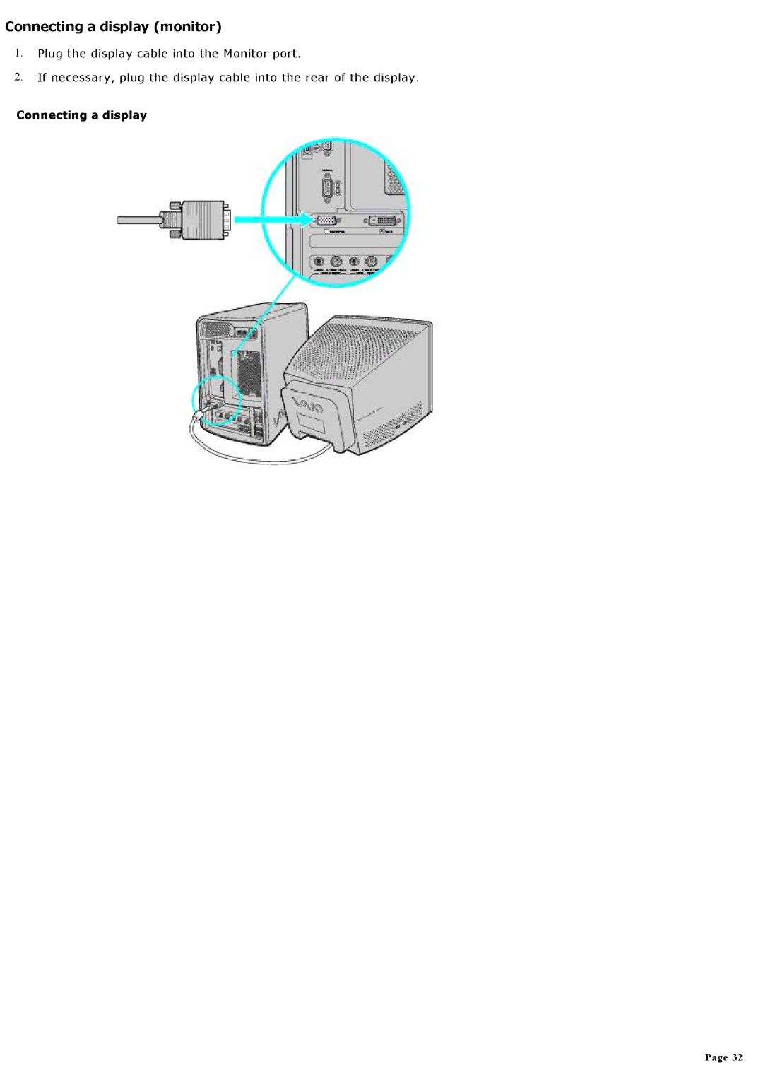 Sony MX manual Connecting a display monitor 