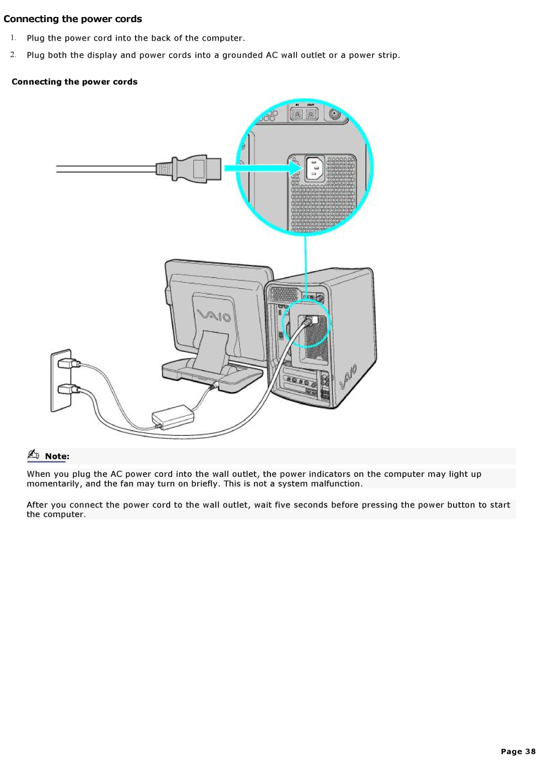 Sony MX manual Connecting the power cords 