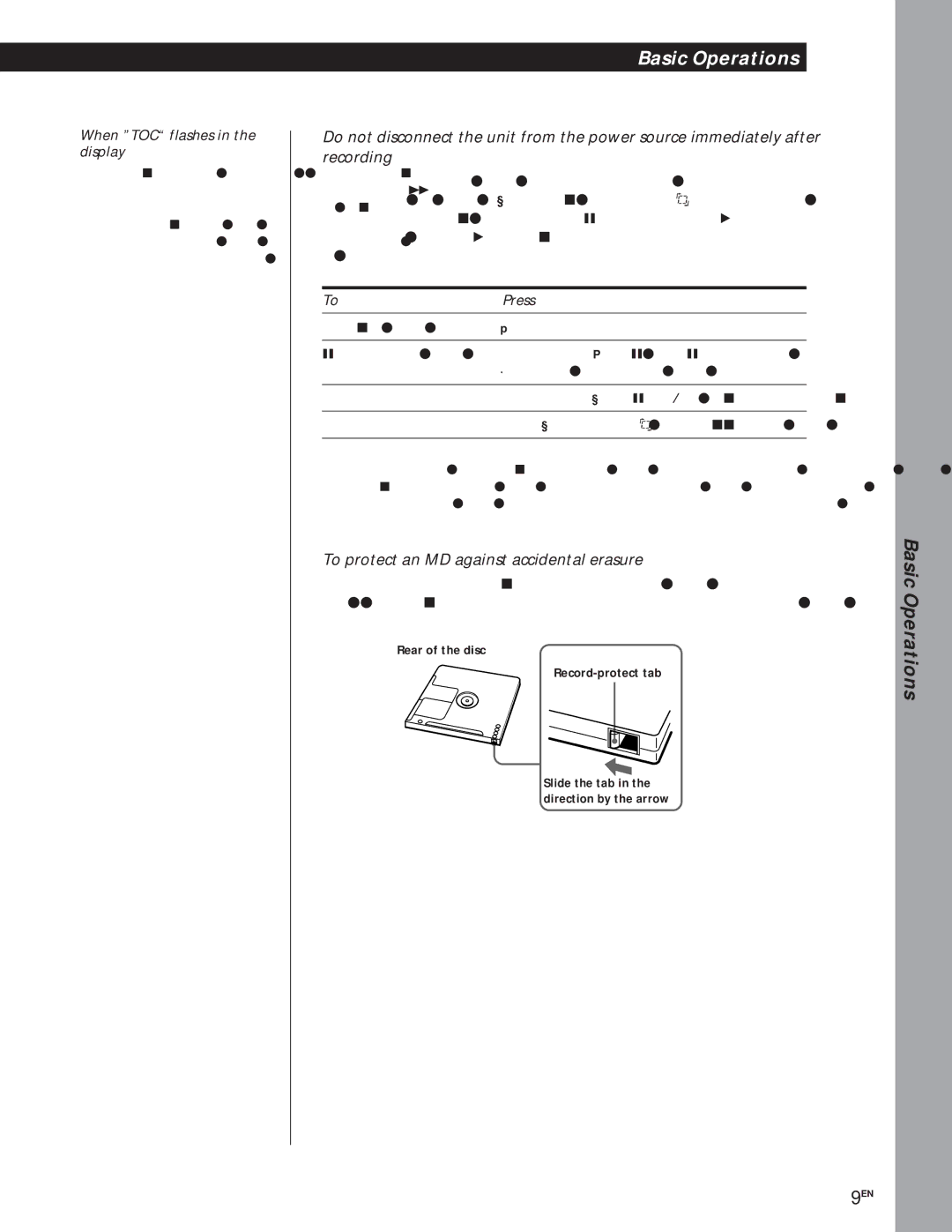 Sony MXD-D1 manual When TOC flashes in the display, Press 