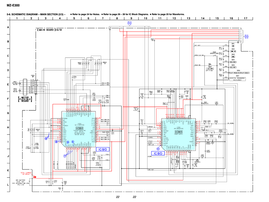 Sony MZ-300 SCHEMATIC DIAGRAM - MAIN /3, Refer to page 26 - 28 for IC Block Diagrams, Refer to page 25 for Waveforms 