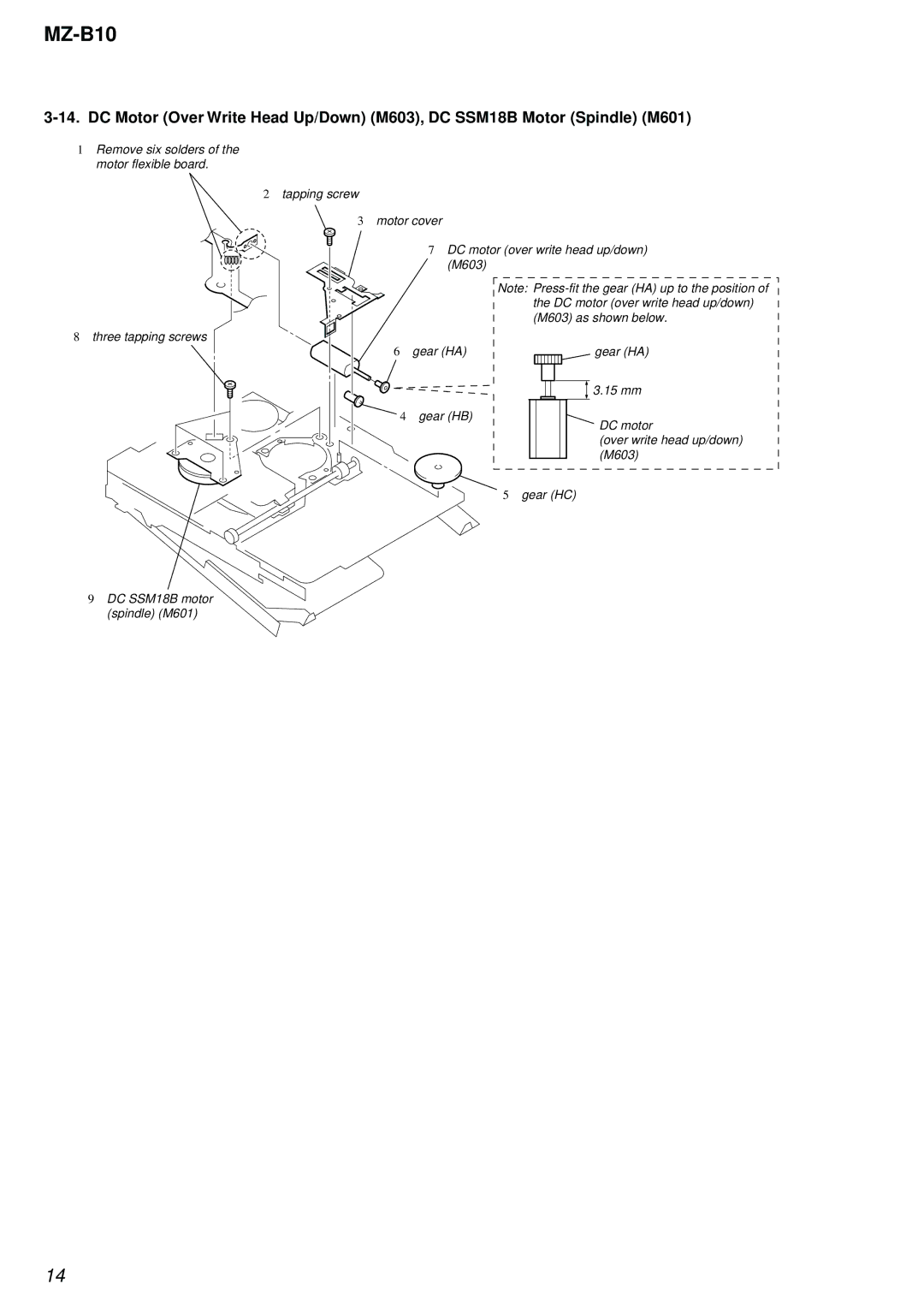 Sony MZ-B10 service manual Gear HA 