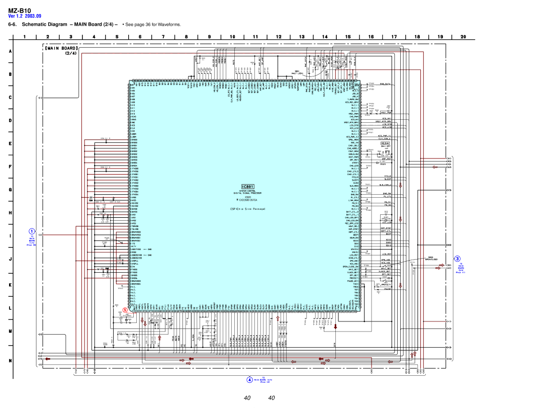 Sony MZ-B10 service manual Ver 1.2, Schematic Diagram Main Board 2/4 See page 36 for Waveforms 