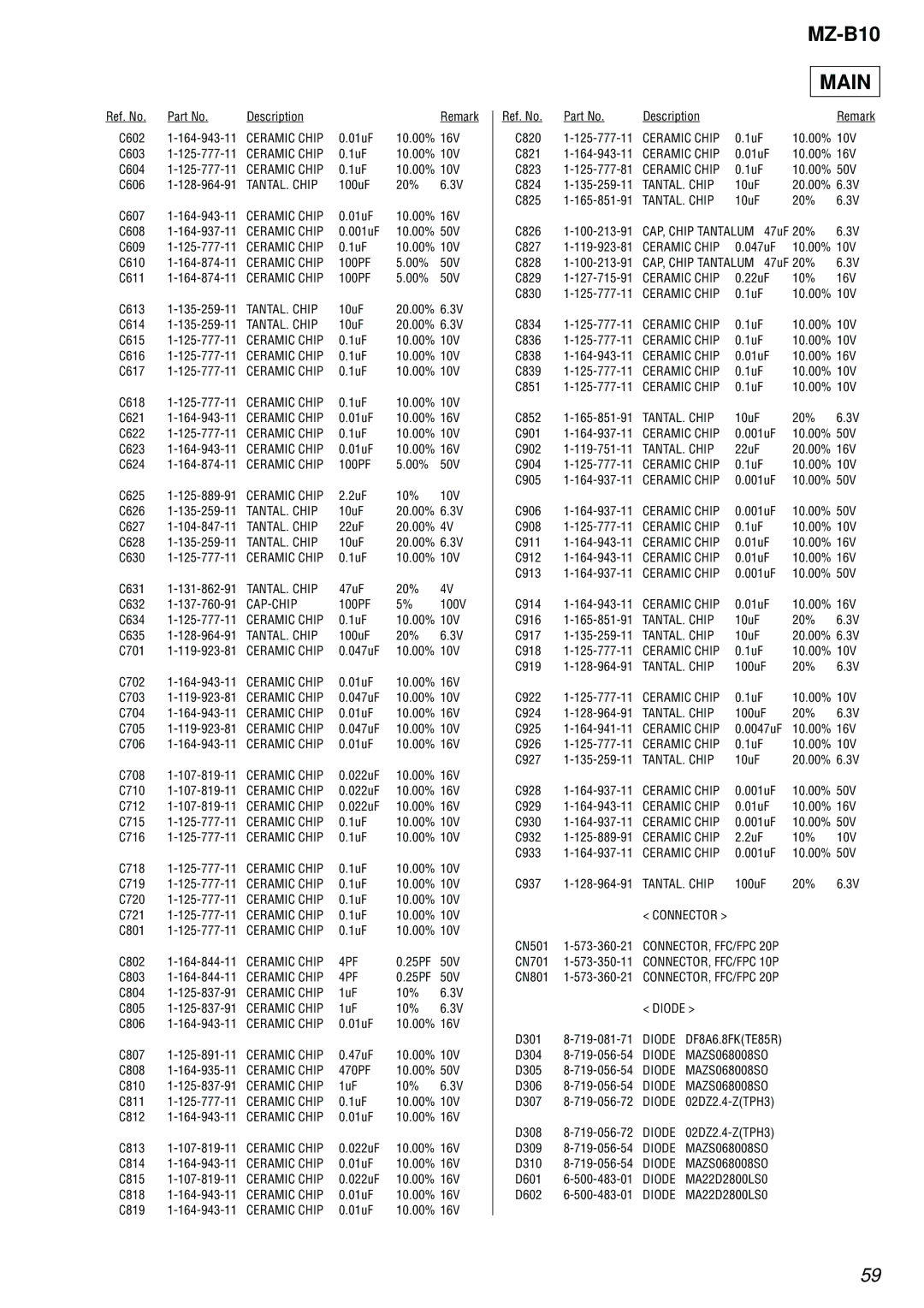 Sony MZ-B10 service manual Main 