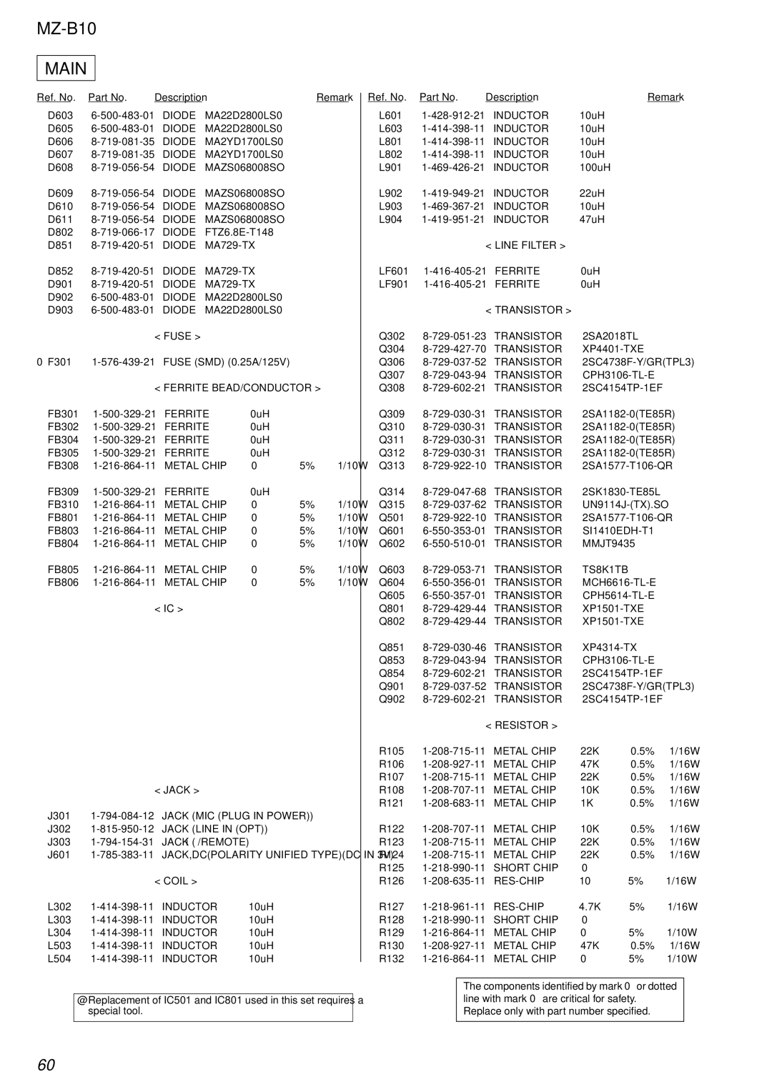 Sony MZ-B10 service manual SN761058AZQLR 