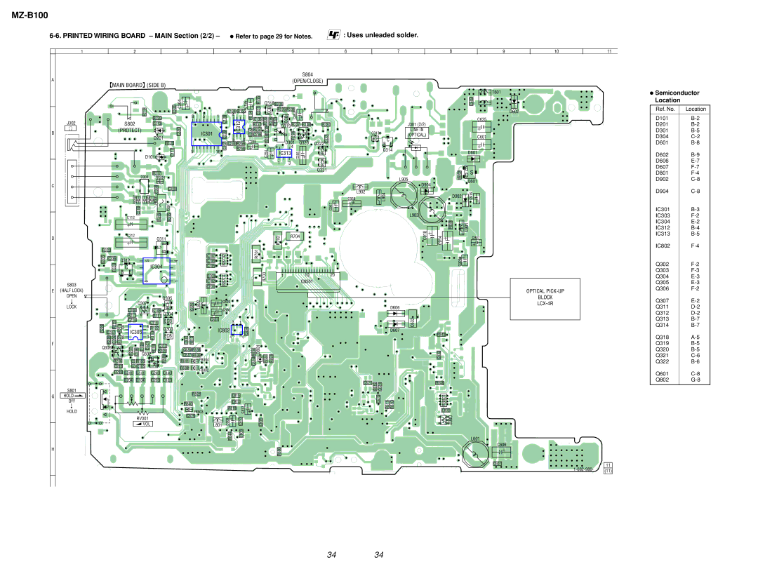 Sony MZ-B100 specifications Main Board 