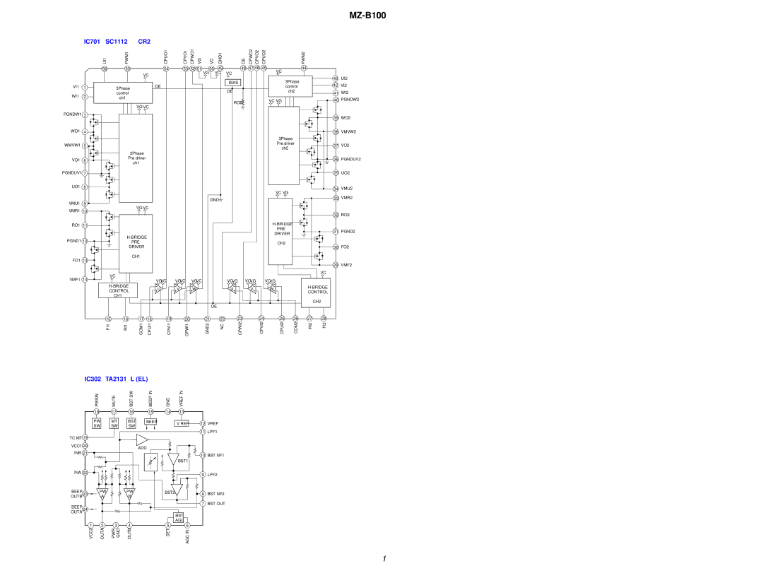 Sony MZ-B100 specifications IC701 SC111258FCR2 