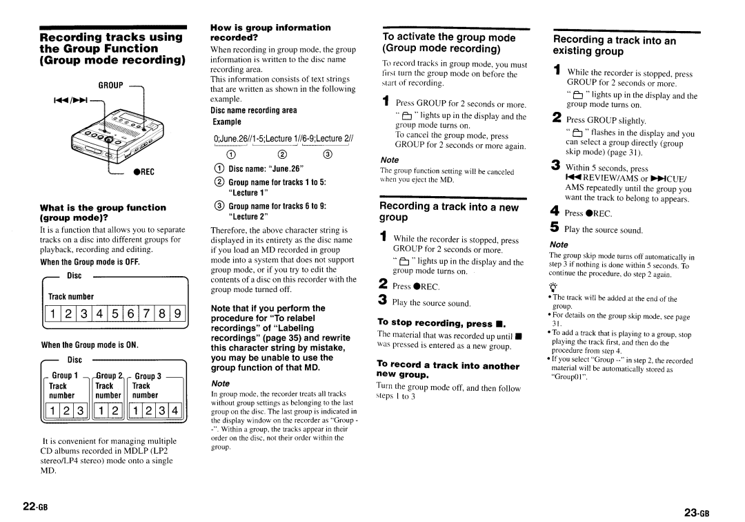 Sony MZ-B100 manual 