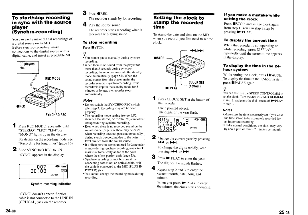 Sony MZ-B100 manual 