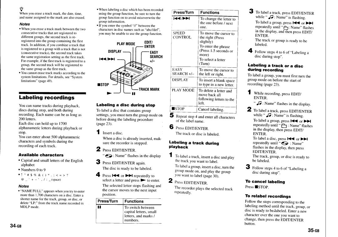 Sony MZ-B100 manual 