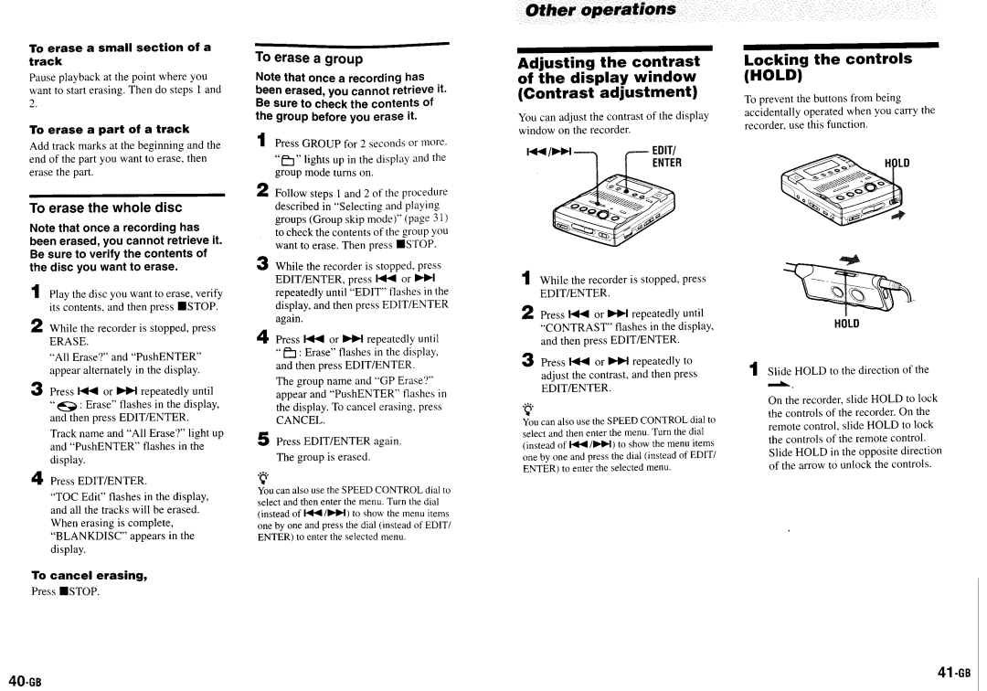 Sony MZ-B100 manual 