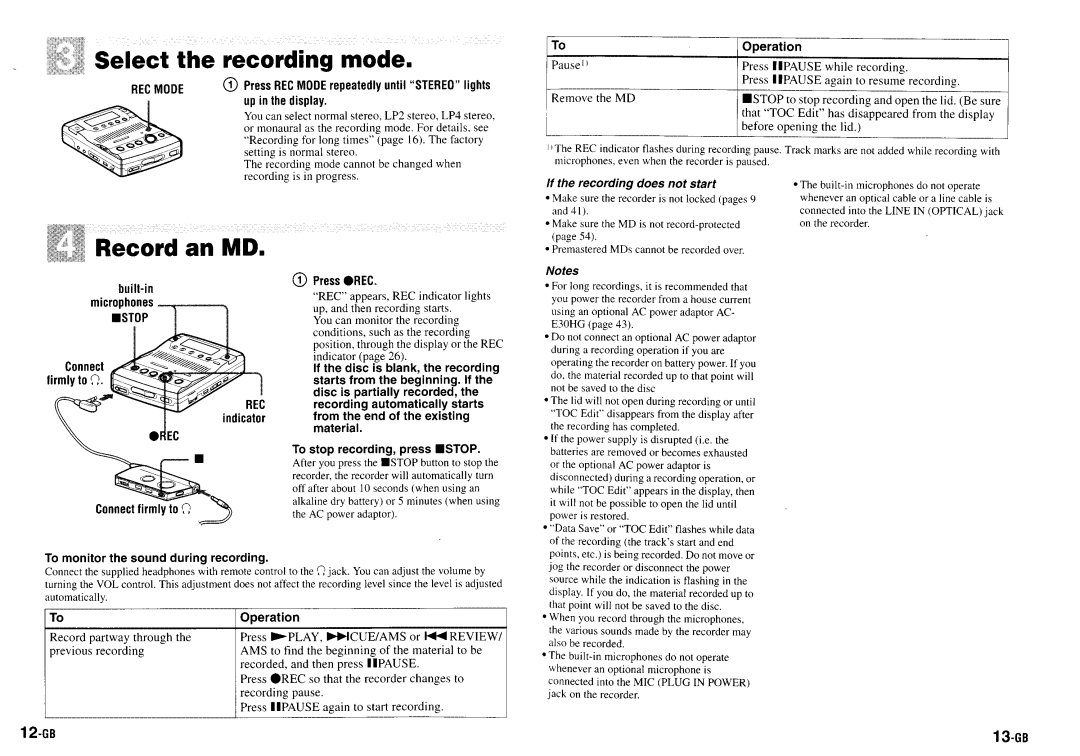 Sony MZ-B100 manual 