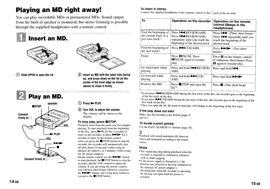 Sony MZ-B100 manual 