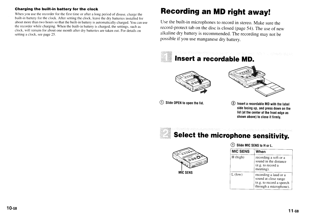 Sony MZ-B100 manual 