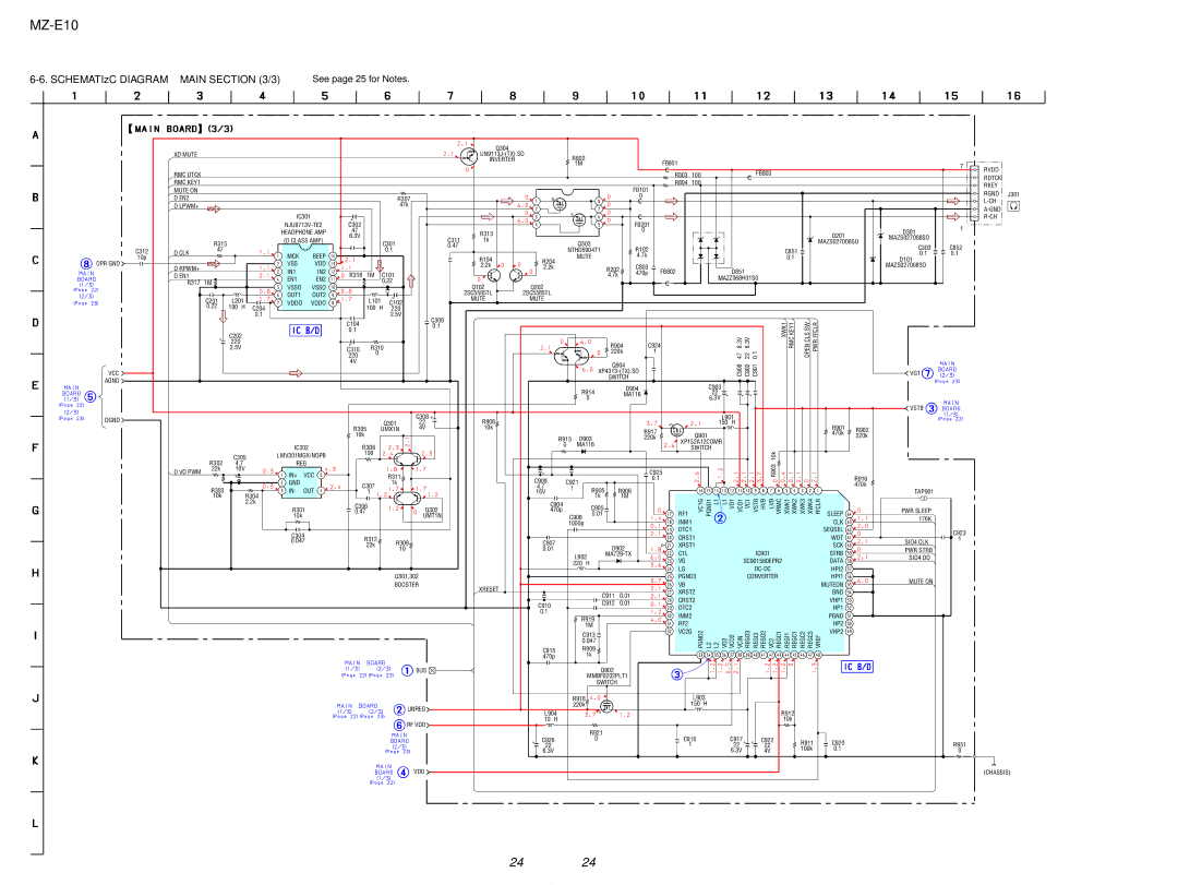 Sony MZ-E10 service manual SCHEMATIzC Diagram Main /3 z See page 25 for Notes, Vo Pwm 