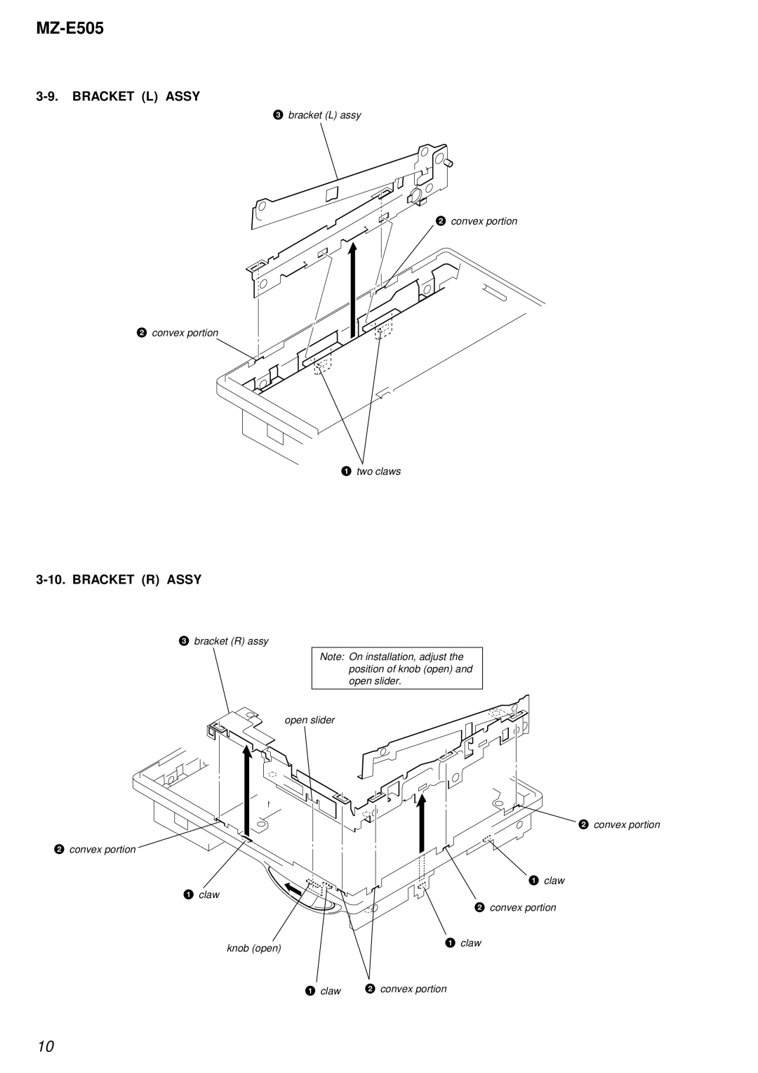 Sony MZ-E505 service manual Bracket L Assy, Bracket R Assy 