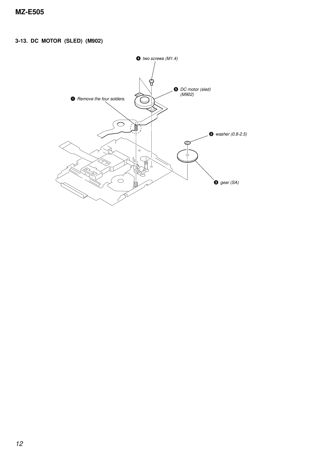 Sony MZ-E505 service manual DC Motor Sled M902 