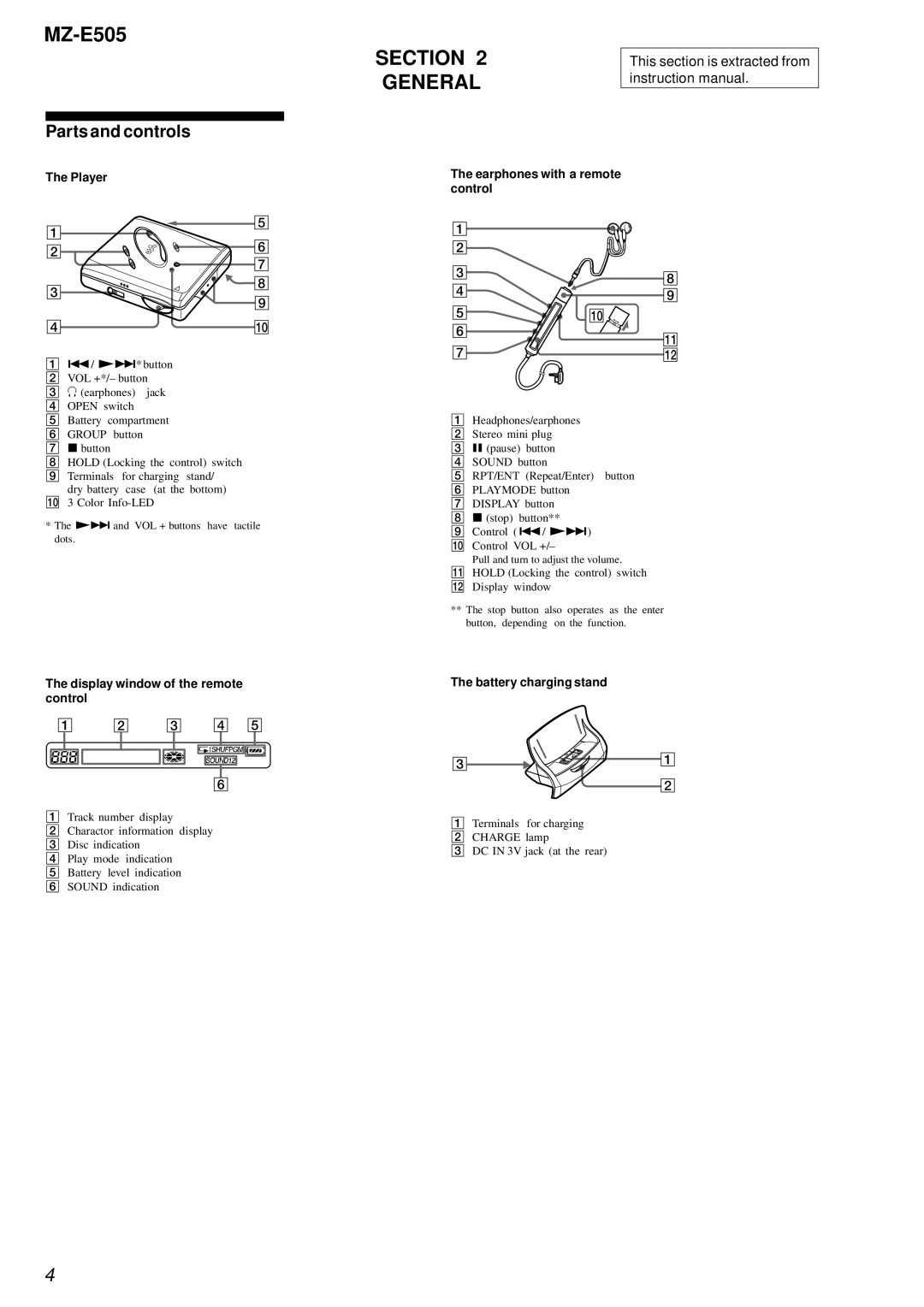 Sony MZ-E505 service manual Section, General 