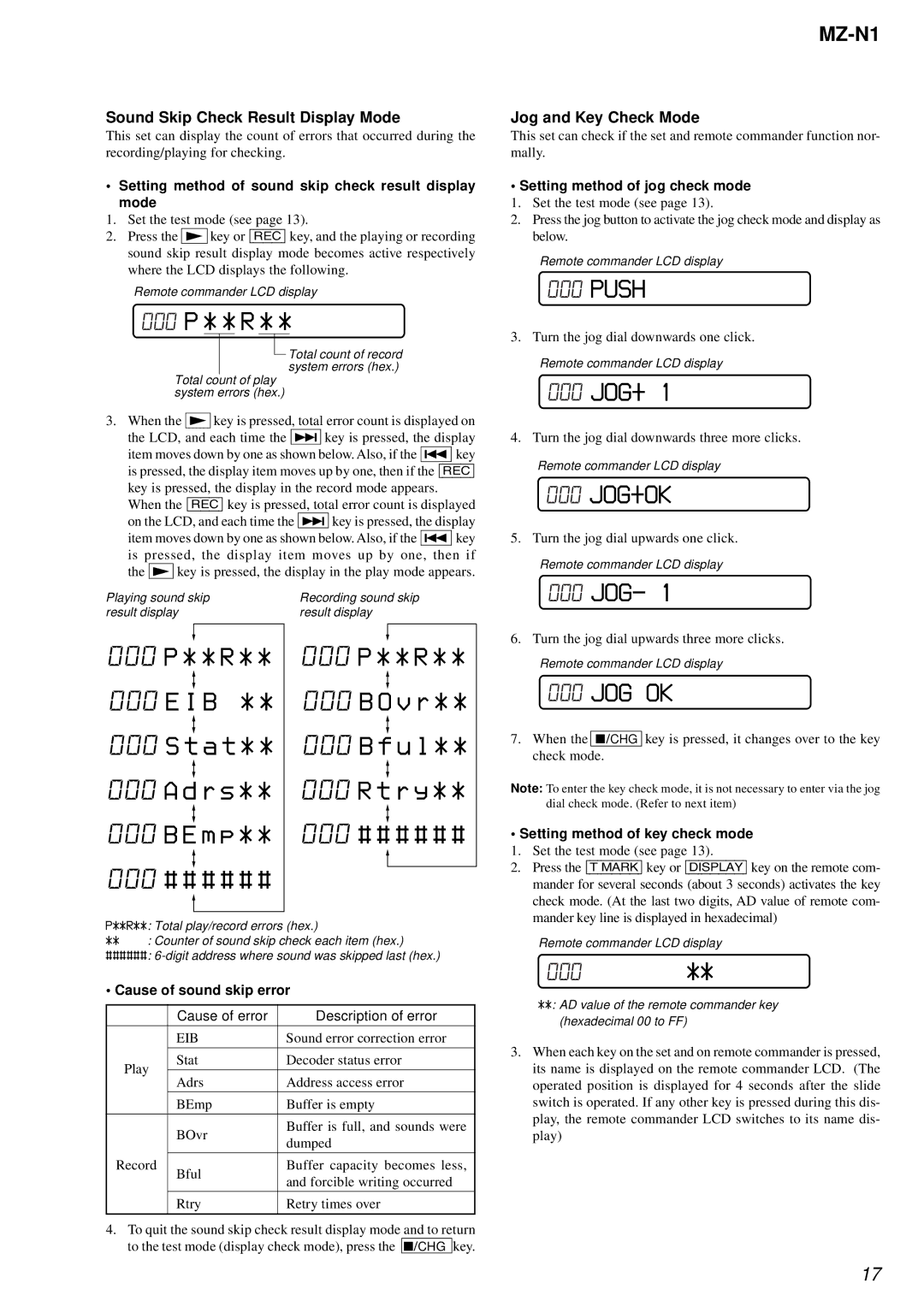 Sony MZ-N1 service manual 000 P * * R, Push, 000 JOG+OK, Jog Ok 