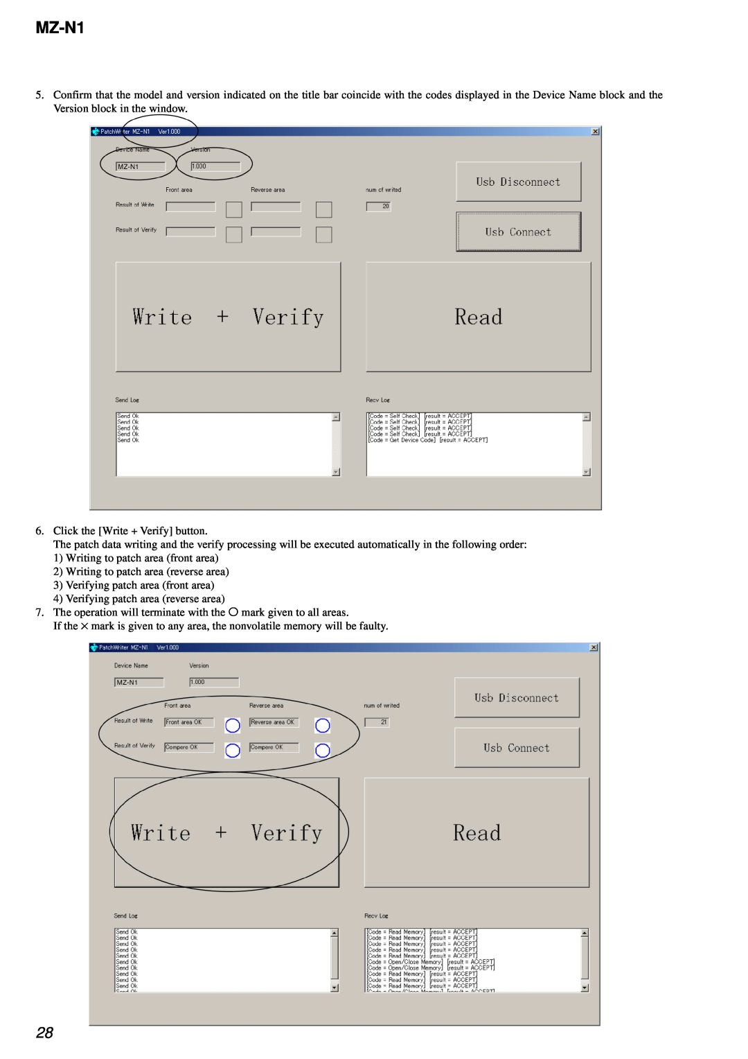 Sony MZ-N1 service manual Click the Write + Verify button 